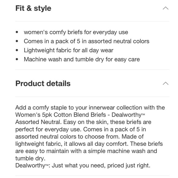 Deal Worthy Briefs Womens XL 5 Pack Underwear Multicolor Neutral Black, NudeWhit - Picture 3 of 5